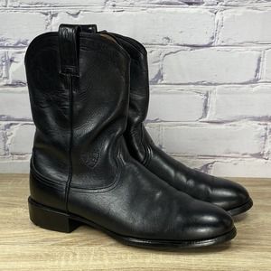 Classic Black Leather Western Boots - Men's